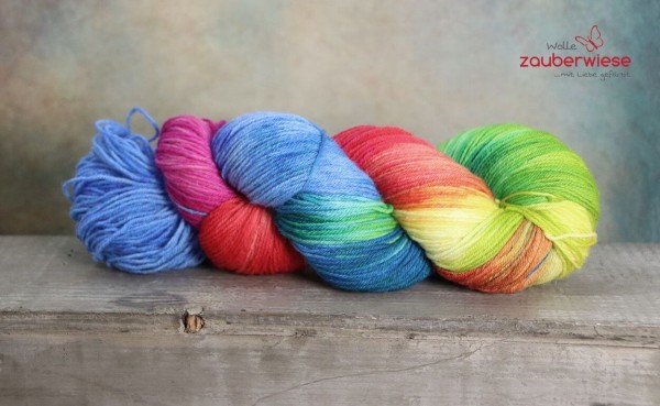 Regenbogen, 4-fach Sockenwolle 400m, mulesingfrei