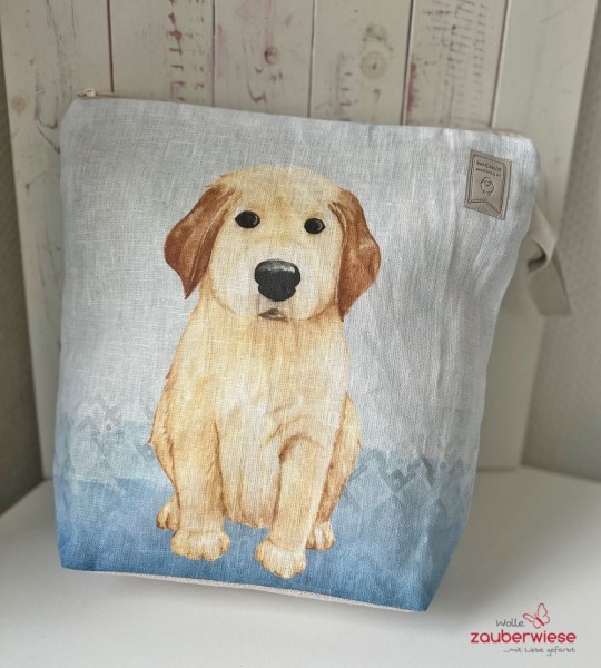 Stricktasche Hund blau