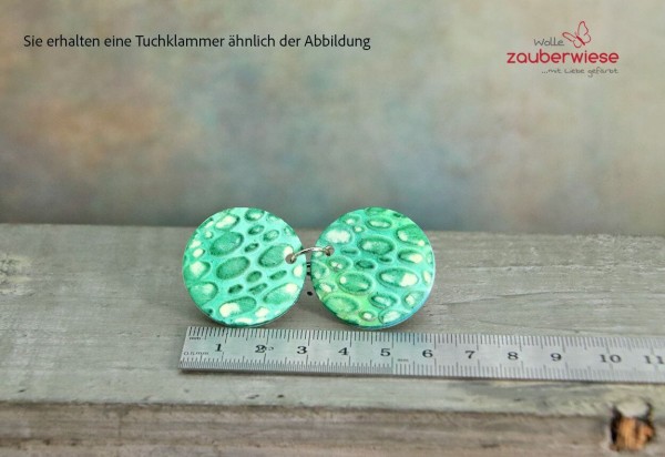 Tuchklammer grün gemustert