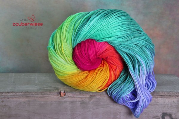 Regenbogen-2, 4-fach Sockenwolle 400m, mulesingfrei
