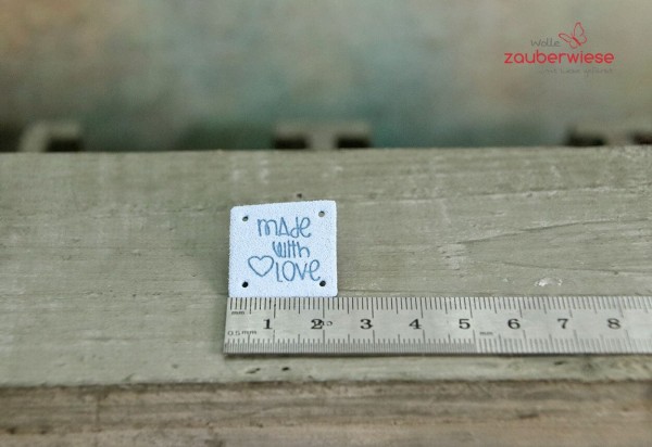 Etikett made with love, türkis