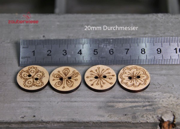 Holzknopf Set Blüten aus Ahorn