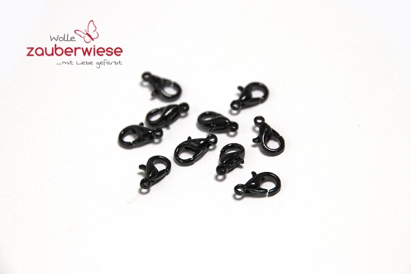 10 Karabinerverschlüsse, schwarz, 10mm