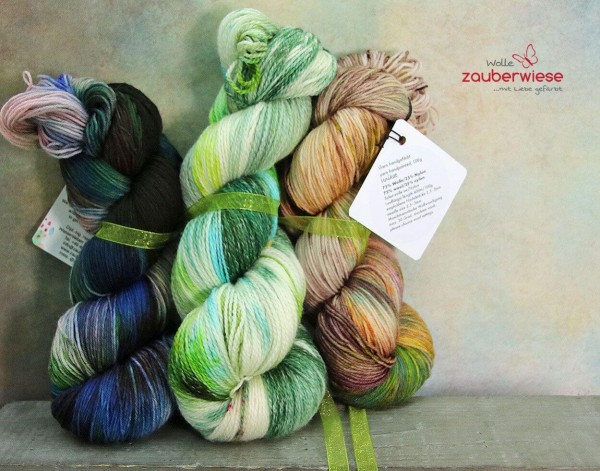 Unikat-Set, 4-fach und Merino Baumwolle