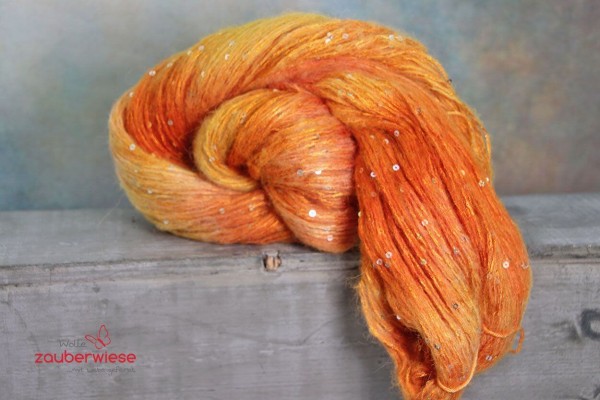 Herbstorange, Pailletten Flauschgarn 390m, 100g