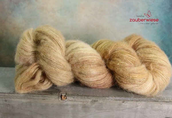 Cappuchino, Baby Alpaka mit Merino, Seide und Pailetten