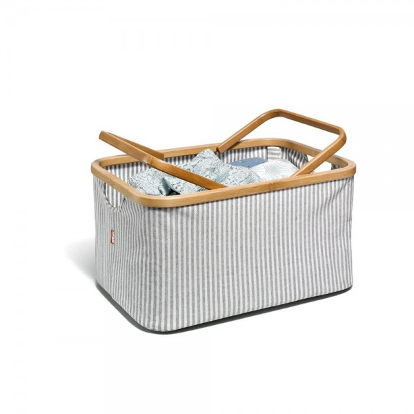 Fold & Store Basket, Canvas & Bamboo, Streifen, Prym