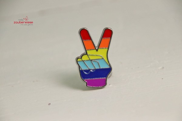 Emaille Pin Hand Regenbogen