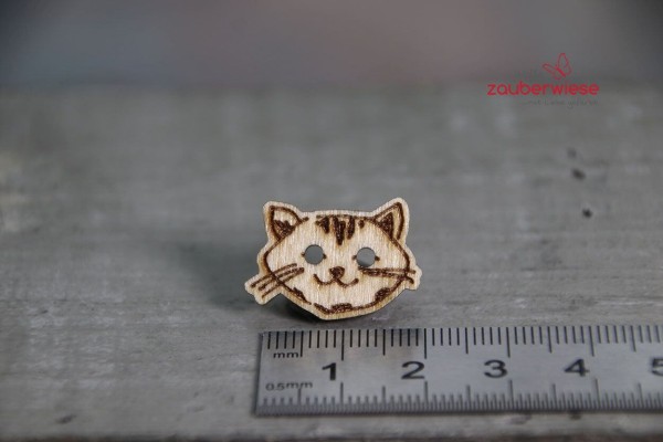 Holzknopf Katze aus Ahorn