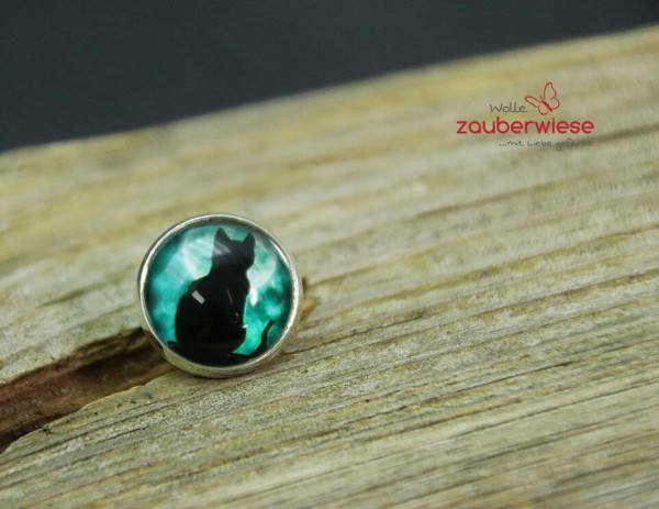 Cabochon Pin Katze schwarz