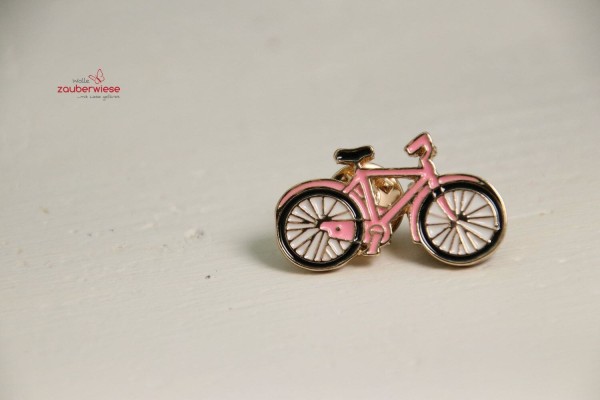 Emaille Pin Fahrrad rosa