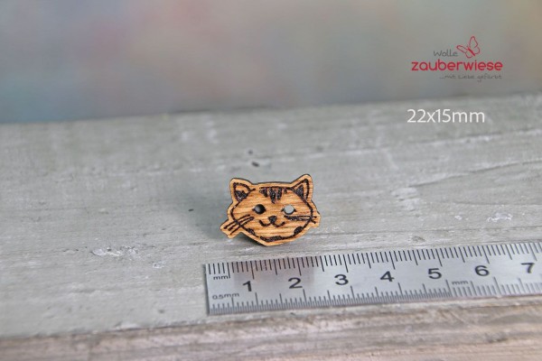 Holzknopf Katze aus Eiche