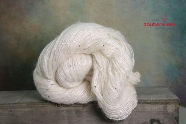 ungefärbt, Pailletten Flauschgarn 390m, 100g
